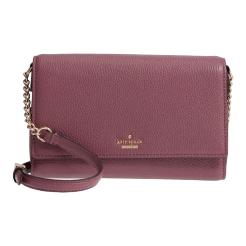 Kate Spade Designer Oakwood Street Corin Purple Pebbled Leather Crossbody Bag